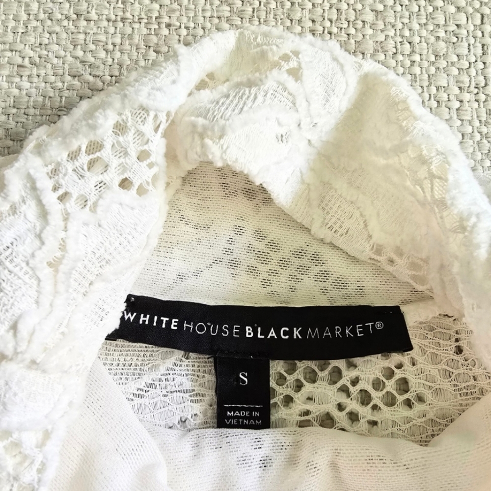 WHBM White House Black Market Lace Turtleneck Top Blouse Small Y2K 90s Fitted - Picture 7 of 7